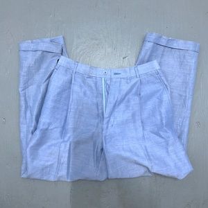 Linen Pants Mens Blue Cotton Pleated Dress Slacks Office Vintage Dapper Fashion